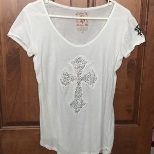 White Tee with Cross